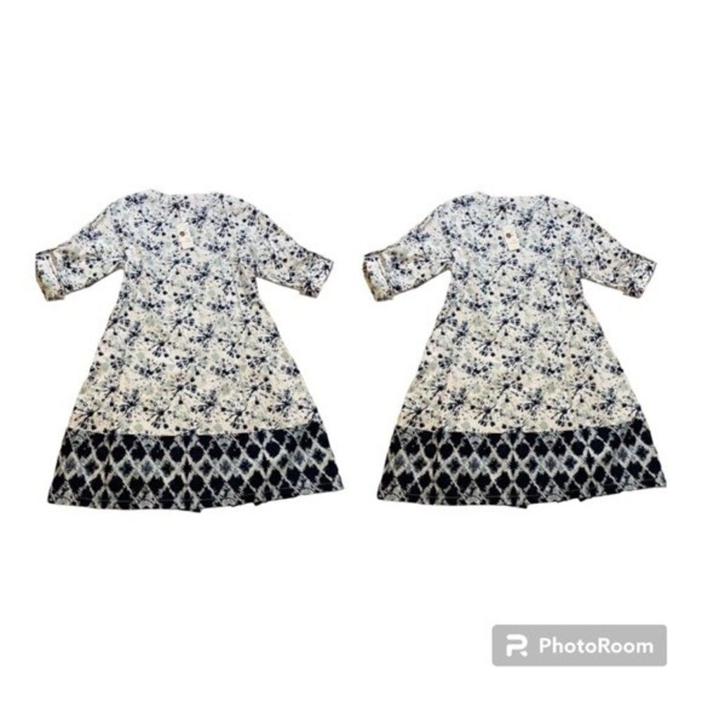 Kaktus White and Navy Printed Women’s Dress